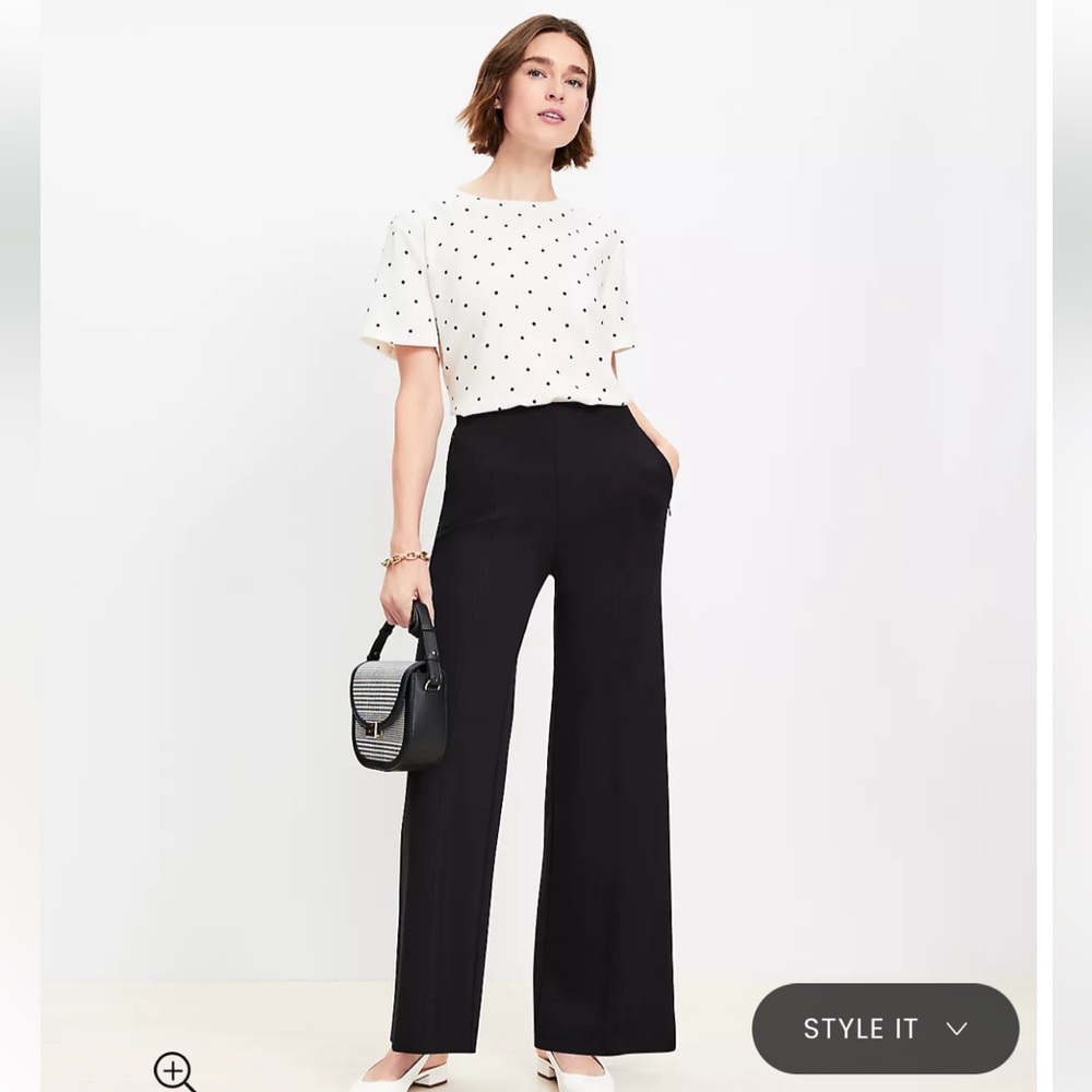 LOFT Black High-Waist Wide-Leg Pants